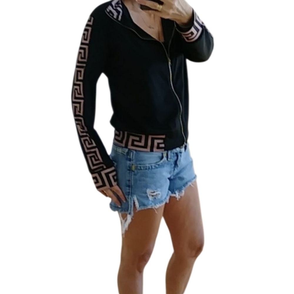 Vintage 80s CBR track jacket Greek Key trim